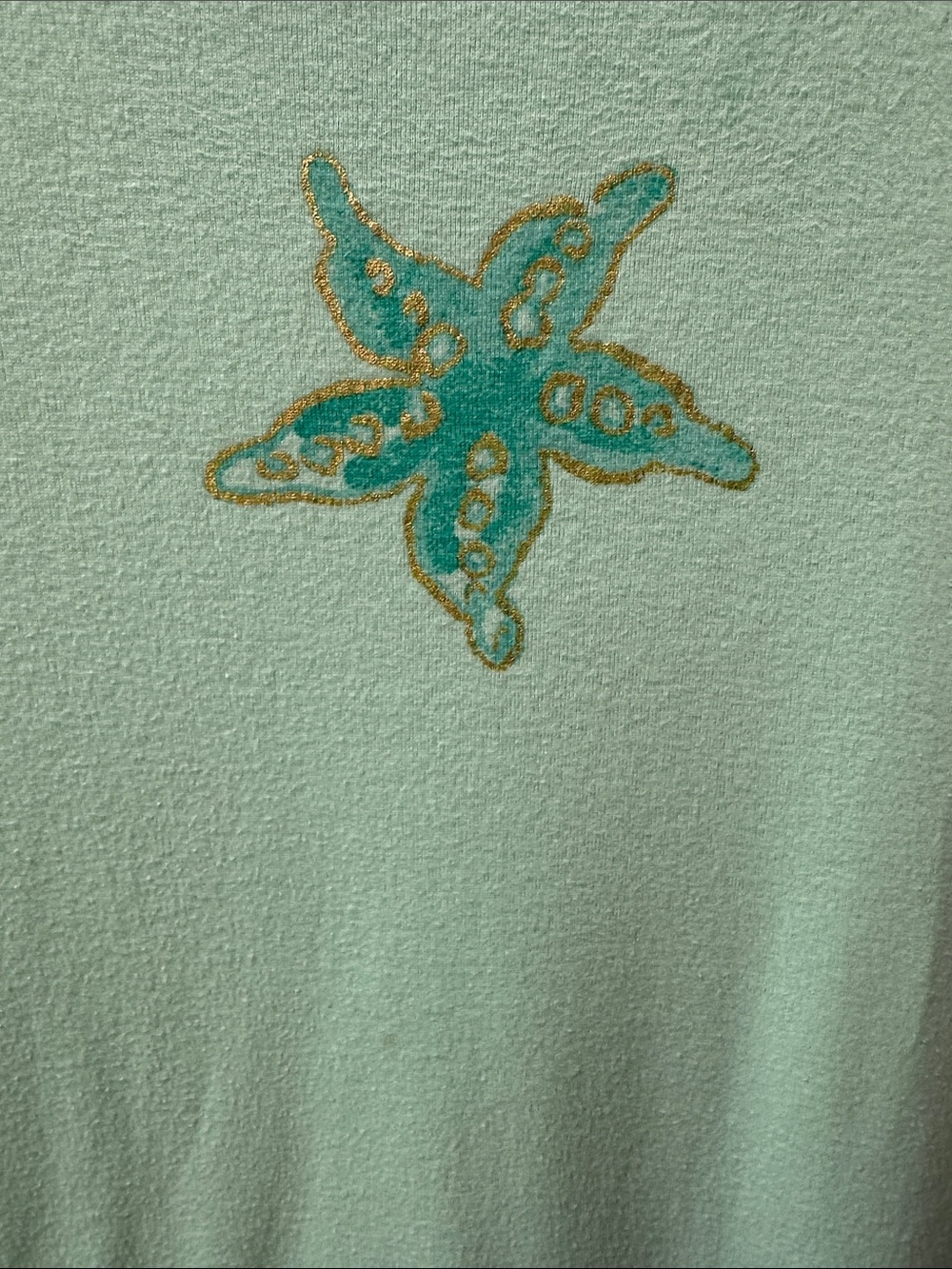 2/$20 Y2K Vintage Lands' End Light Green Starfish Printed Short Sleeve Tee